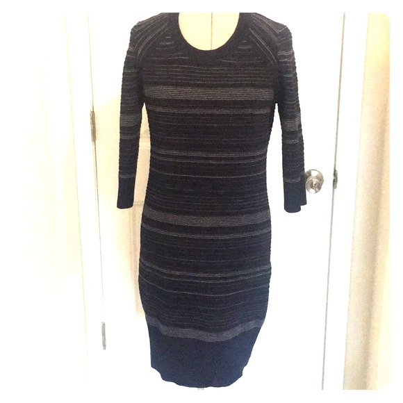 Sz M Cremieux Knit Sweater Dress Dark Blue/Gray - Picture 1 of 4